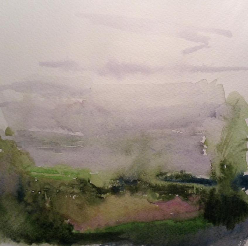 Pond at Summertrees (watercolour 2015) 20x20cm framed £75