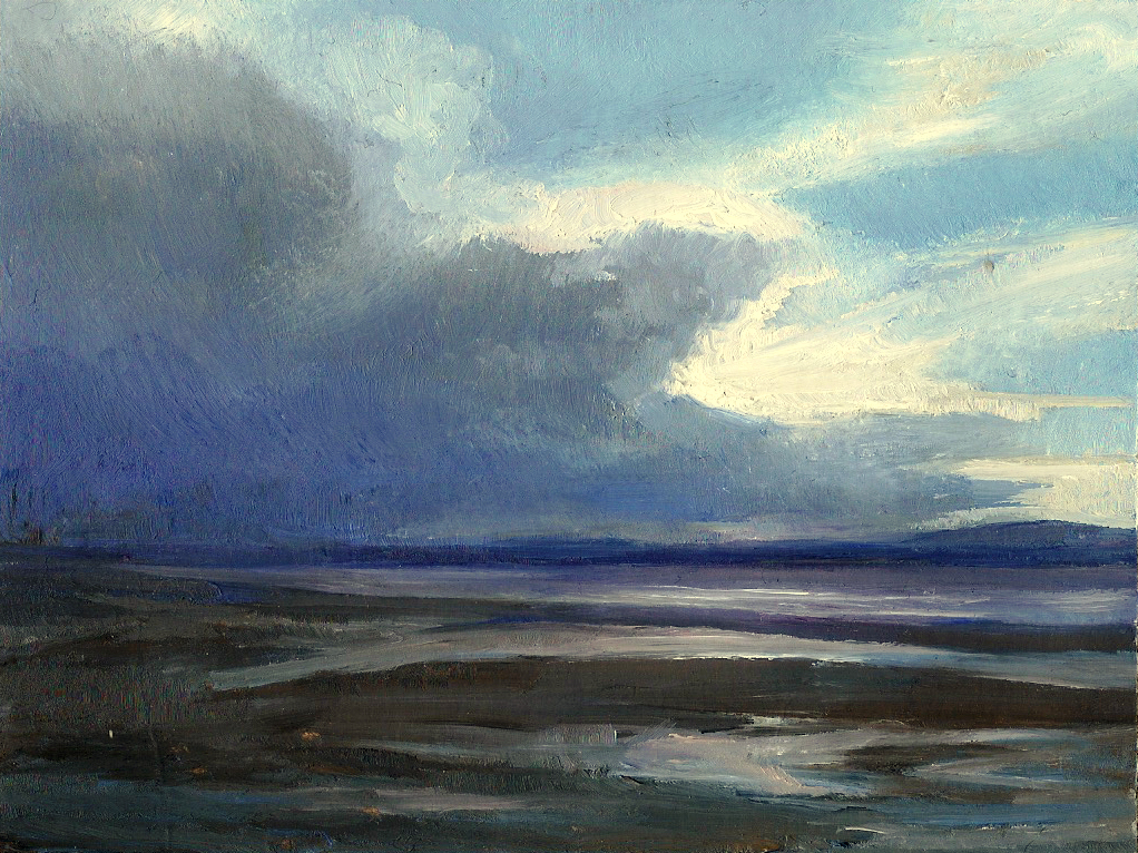 High Tide Parkgate 2014a oil on card 14x10cm