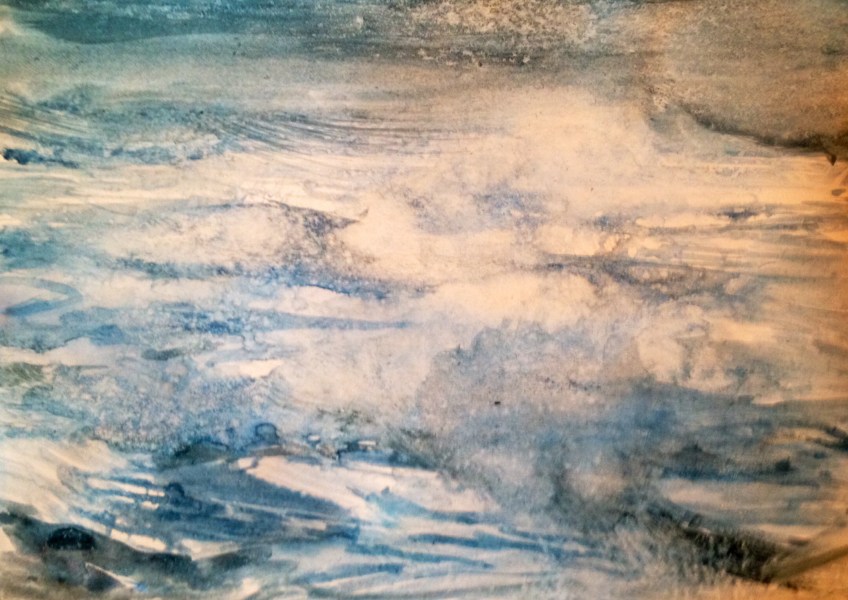 Splashy Wave Iceland 2 (watercolour on A5 gloss paper) 2014 demo sketch £20