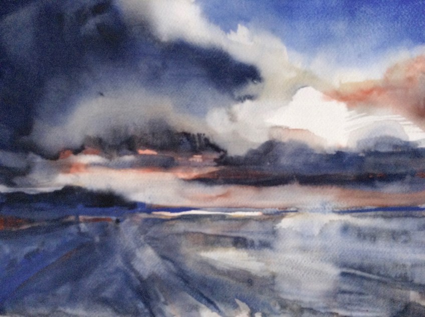 Blue Evening (Egremont) 2016 watercolour h28cm x w39cm framed £175