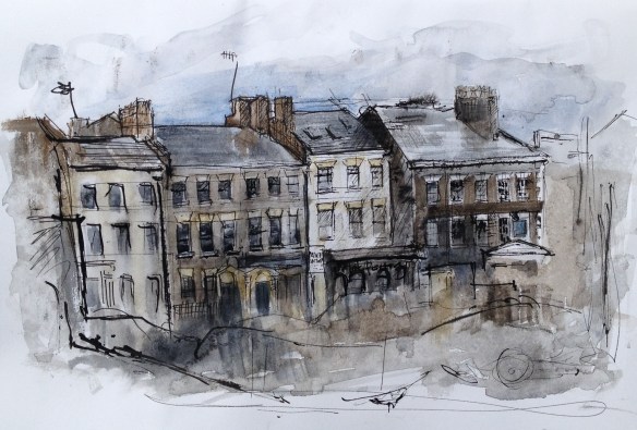 SOLD Duke St from Parr St (pen & watercolour on A4 paper), framed 2015 £120