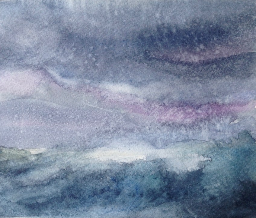 Jade Sea (2016) watercolour h13cm x w16cm framed £130