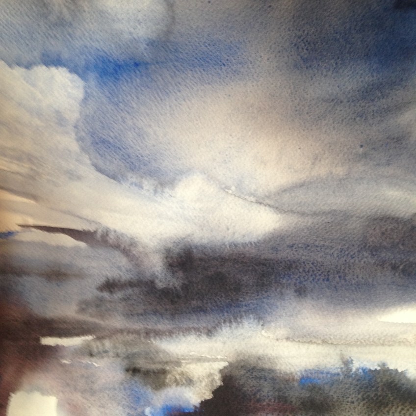Sea Sky (2016) watercolour 30x30cm framed £225