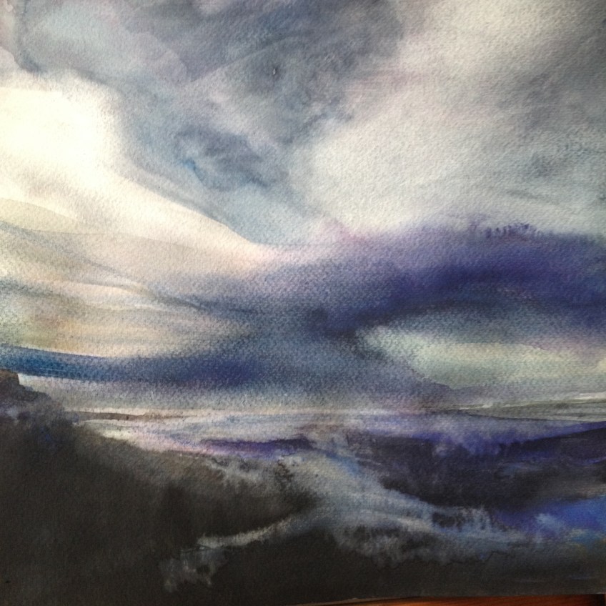 Storm Passing (2016) watercolour 30x30cm framed £255