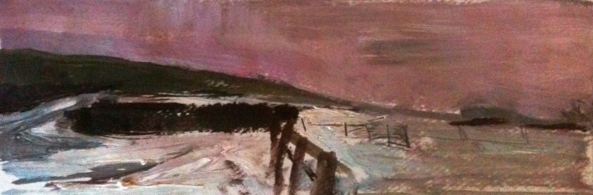 Storeton Fields (oil on paper) framed £95