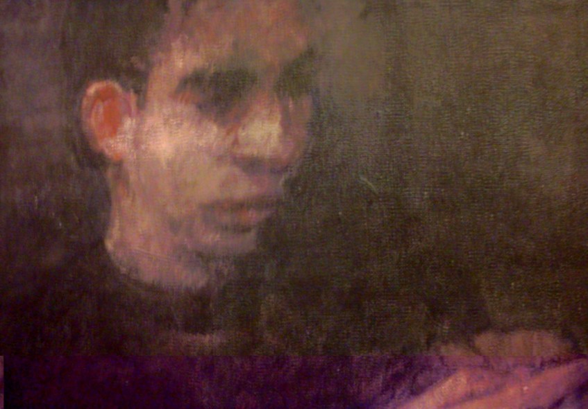 Detail: Portrait of Martin Heron (acrylic on canvas 50x50cm) 1987