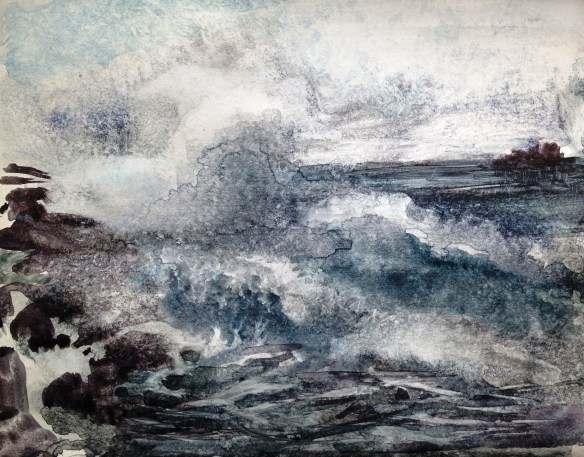 Wind, Rock, Wave 2013 (watercolour on card A4) SOLD