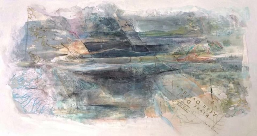 Marine Life (mixed media on board 2015) framed 90x50cm £250 SOLD