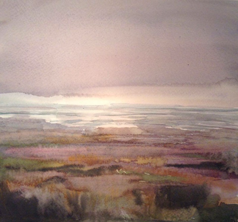 Burton Marsh (watercolour 2015) 20x20cm framed £110