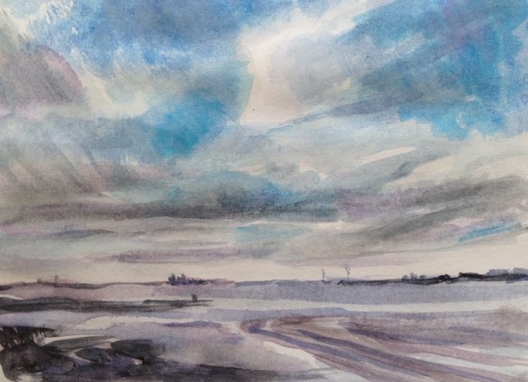 Liverpool Bay (postcard size watercolour sketch 2016)